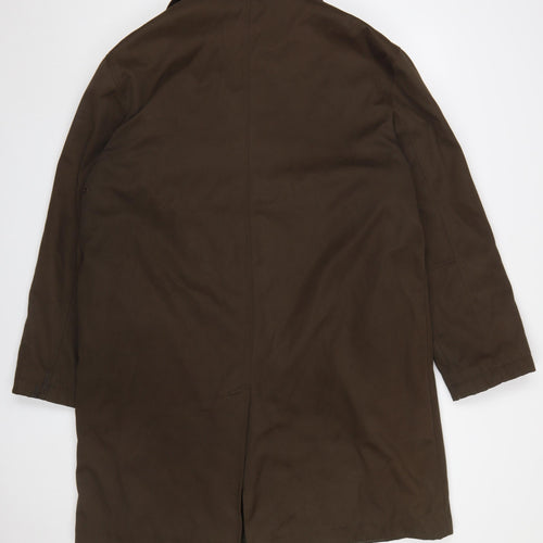 Paul Berman Men's Brown L Overcoat Classic Long Coat Polyester Blend