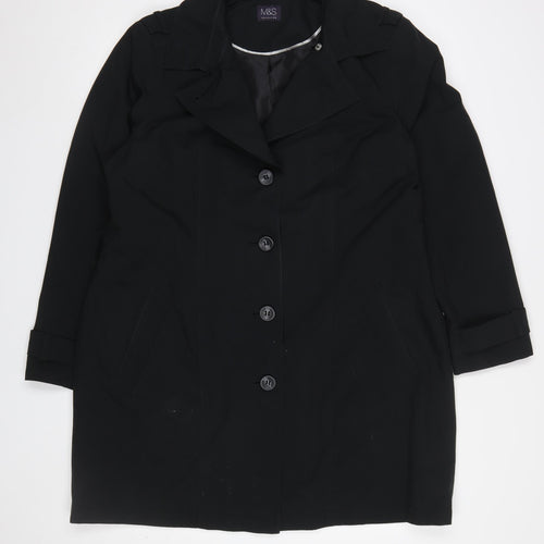 Marks and Spencer Women's Black Long Trench Coat Size 18