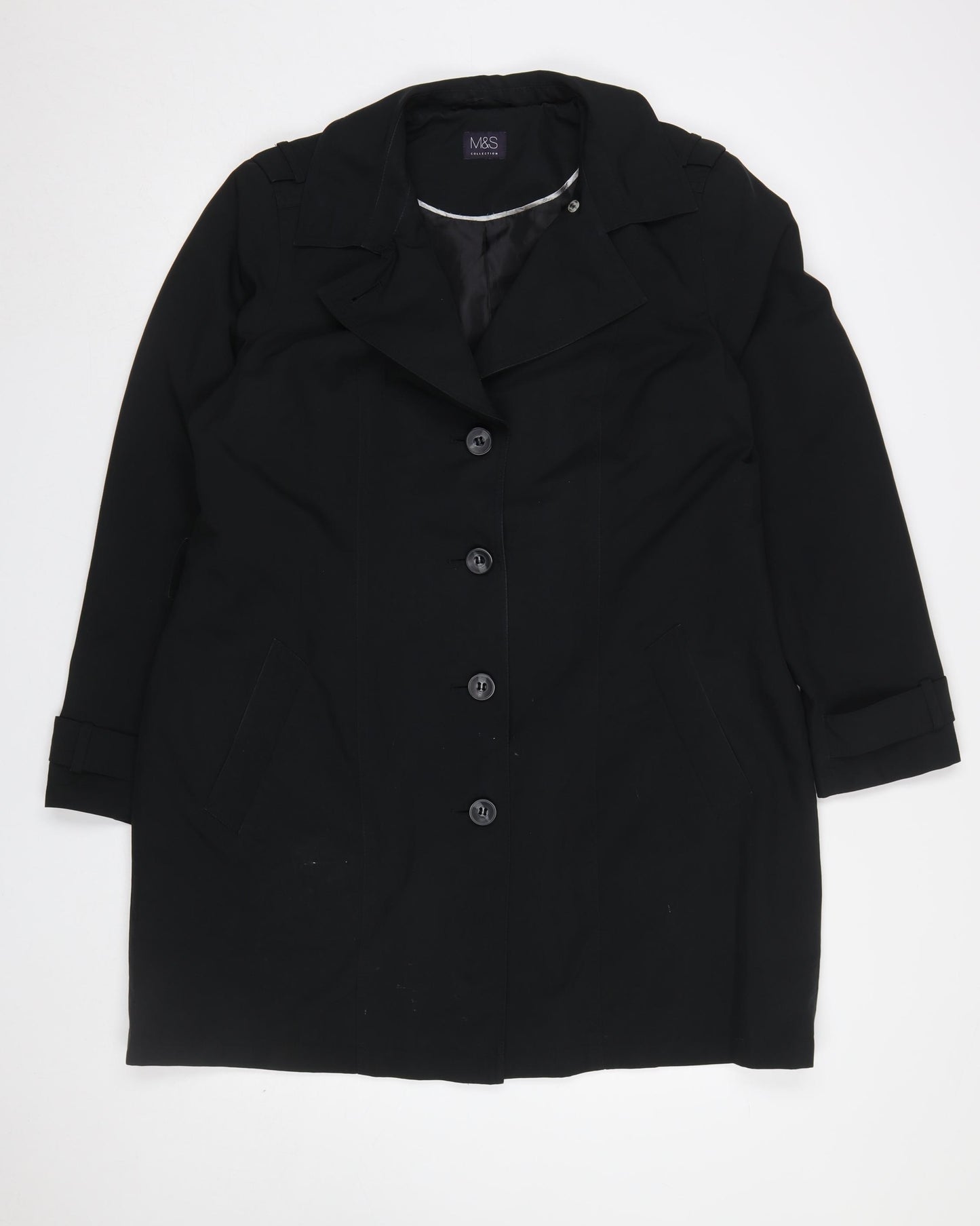 Marks and Spencer Women's Black Long Trench Coat Size 18