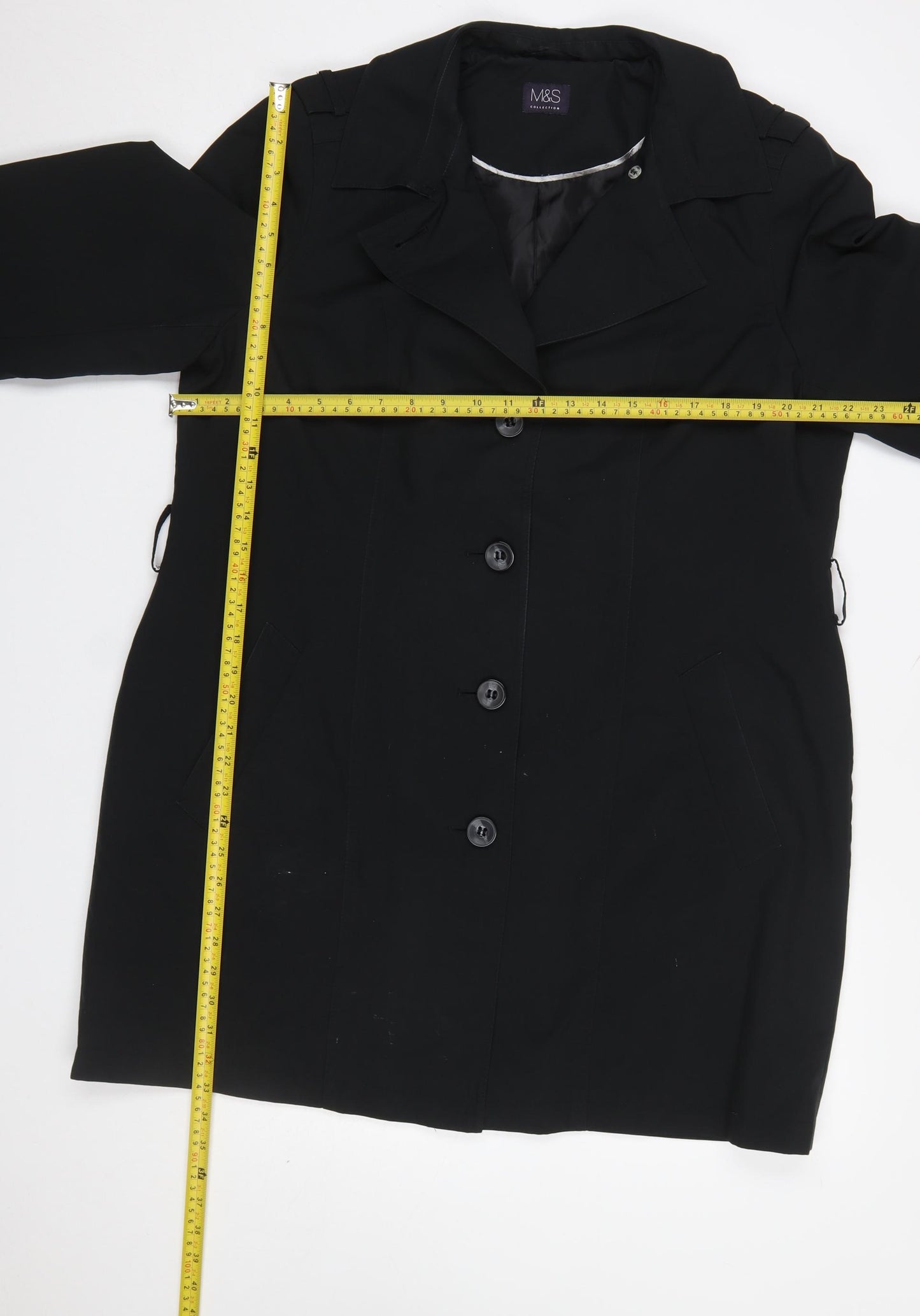 Marks and Spencer Women's Black Long Trench Coat Size 18