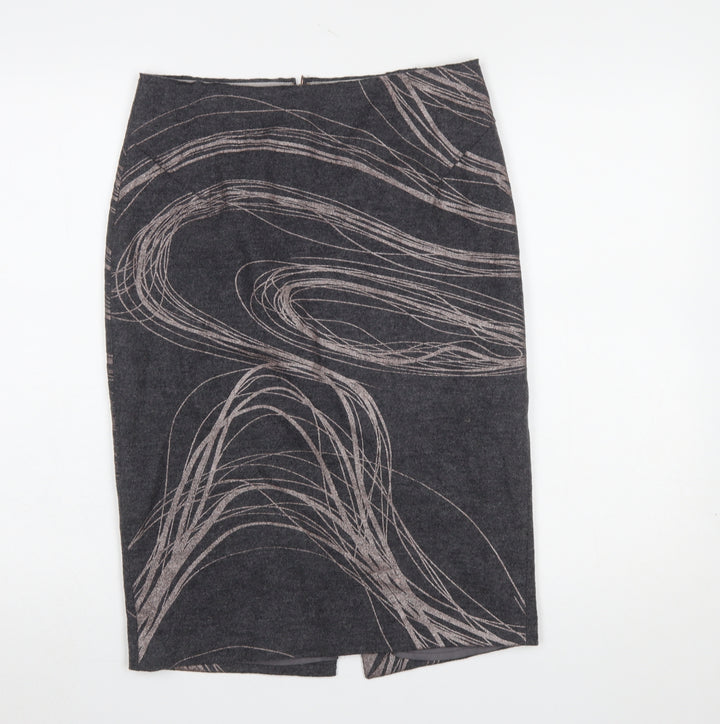 Jigsaw Women Grey Wool Pencil Skirt UK 10 Lined Workwear