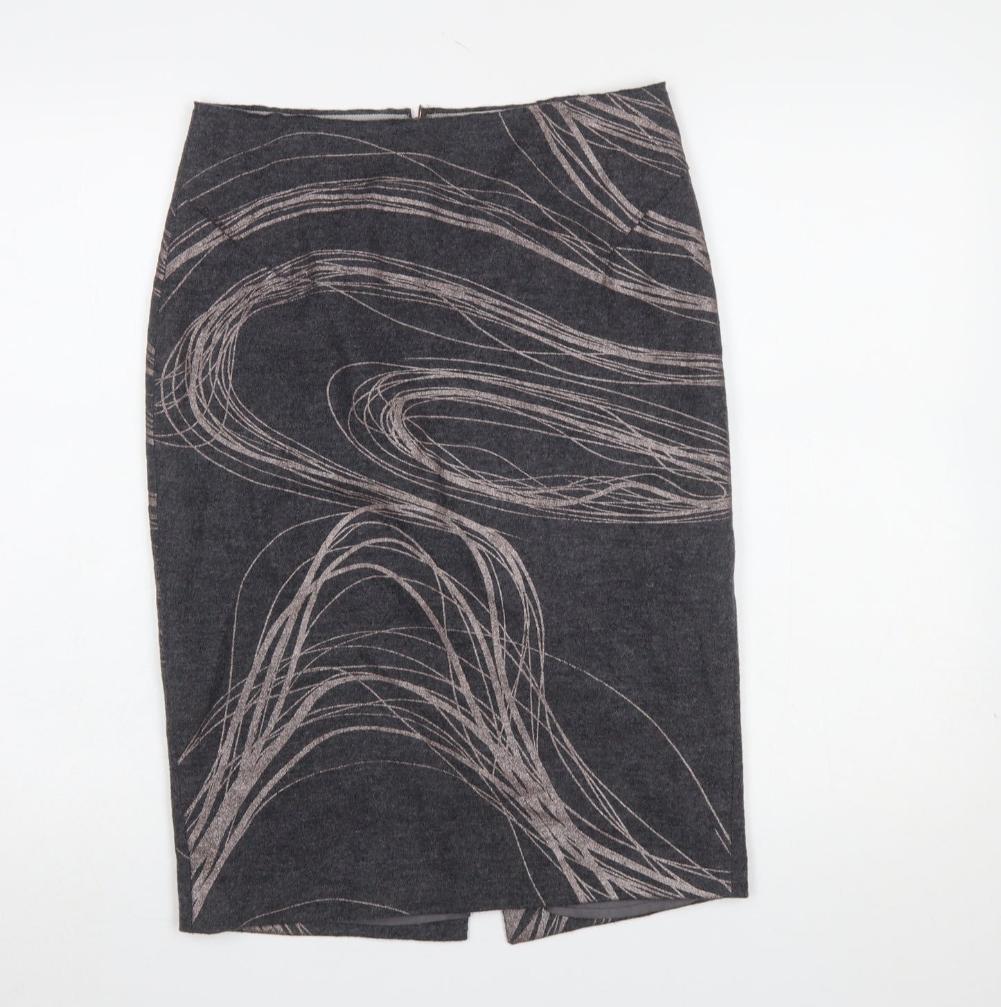 Jigsaw Women Grey Wool Pencil Skirt UK 10 Lined Workwear