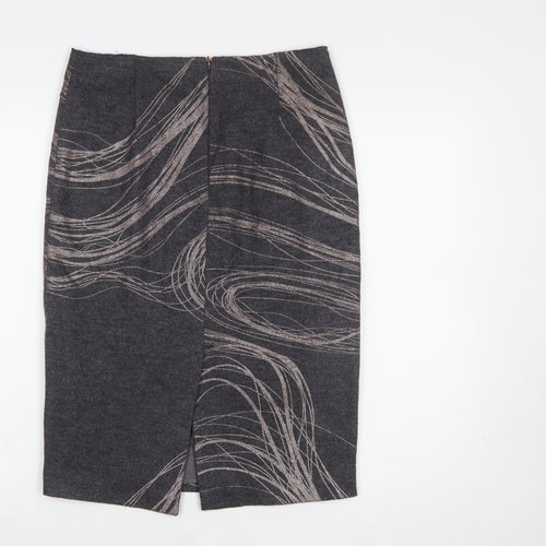 Jigsaw Women Grey Wool Pencil Skirt UK 10 Lined Workwear