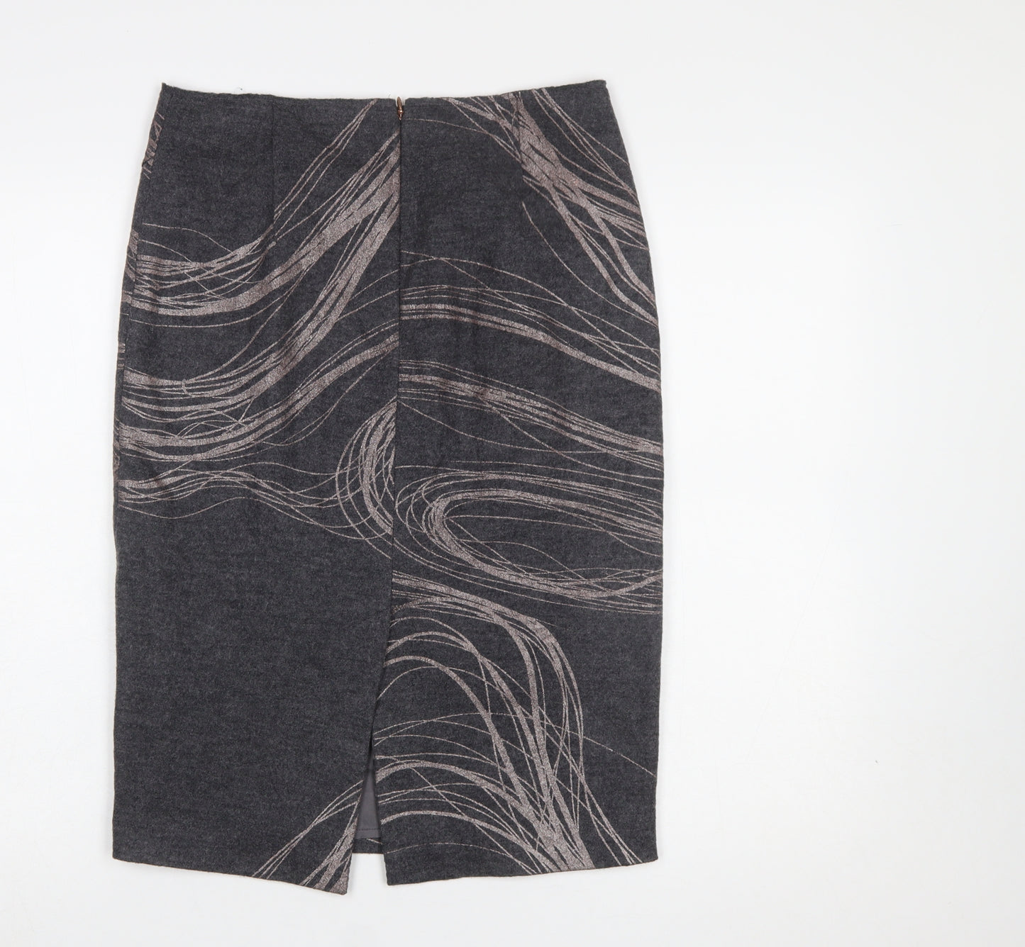 Jigsaw Women Grey Wool Pencil Skirt UK 10 Lined Workwear