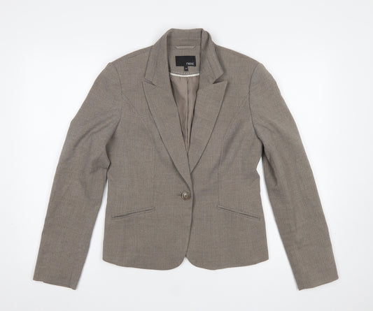 Next Women Beige Single-Breasted Suit Jacket Size 10R Classic Fit