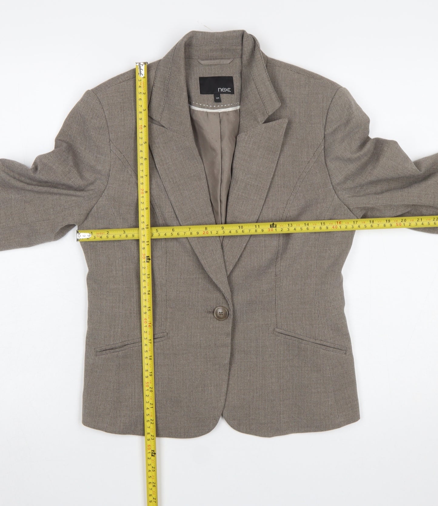 Next Women Beige Single-Breasted Suit Jacket Size 10R Classic Fit
