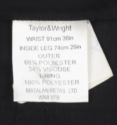 Taylor & Wright Men's Black 36S Formal Pleated Dress Trousers