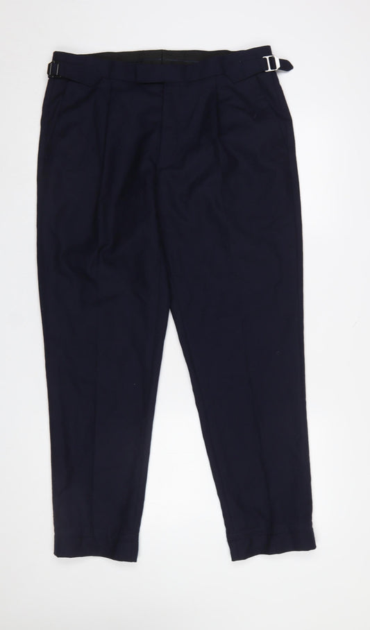 Marks and Spencer Autograph Men's Navy Wool Dress Trousers 34S