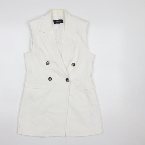 Karen Millen Women's White Sleeveless Double-Breasted Suit Waistcoat UK 6
