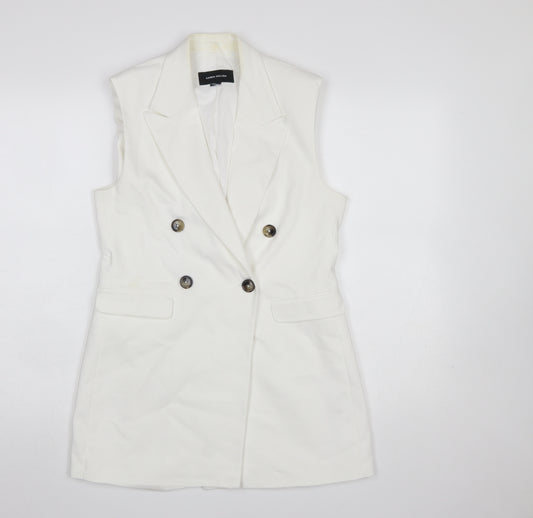 Karen Millen Women's White Sleeveless Double-Breasted Suit Waistcoat UK 6