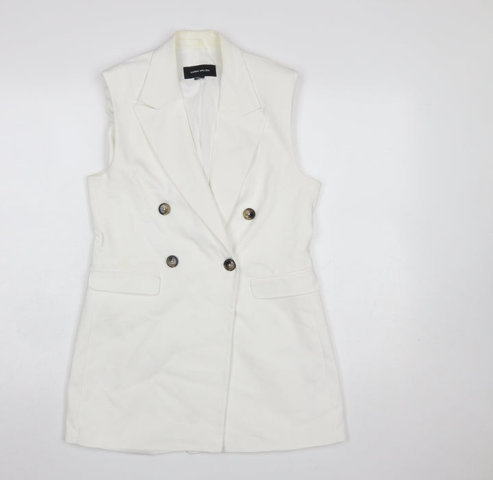 Karen Millen Women's White Sleeveless Double-Breasted Suit Waistcoat UK 6