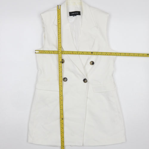 Karen Millen Women's White Sleeveless Double-Breasted Suit Waistcoat UK 6