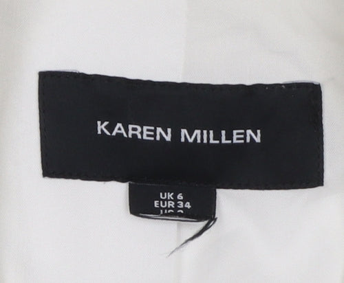 Karen Millen Women's White Sleeveless Double-Breasted Suit Waistcoat UK 6