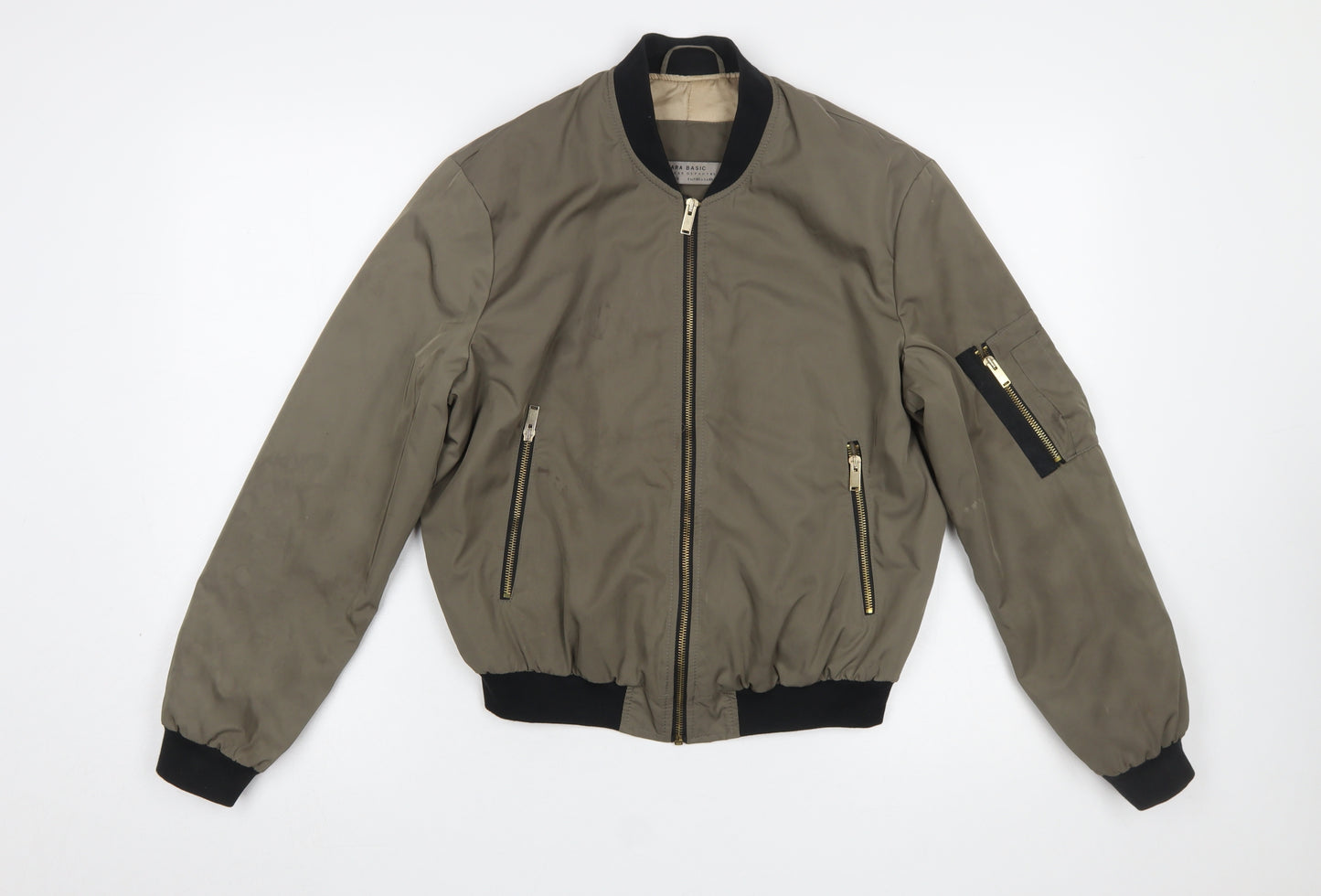Zara Women Brown Bomber Jacket XS Full Zip Casual Outerwear