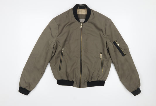 Zara Women Brown Bomber Jacket XS Full Zip Casual Outerwear