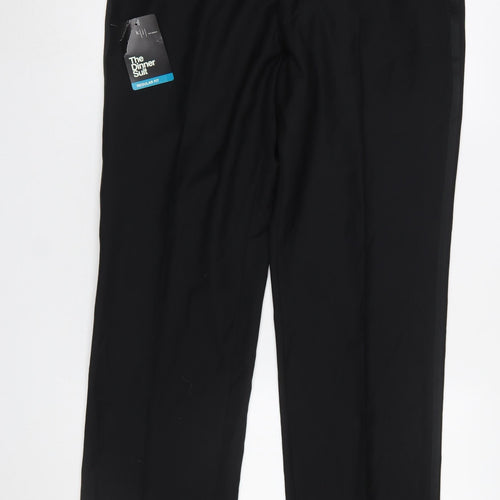 Karl Jackson Men's Black Regular Fit Formal Dress Trousers 36 Short