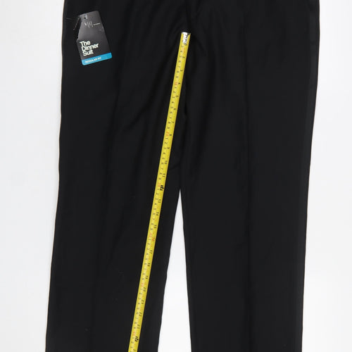 Karl Jackson Men's Black Regular Fit Formal Dress Trousers 36 Short