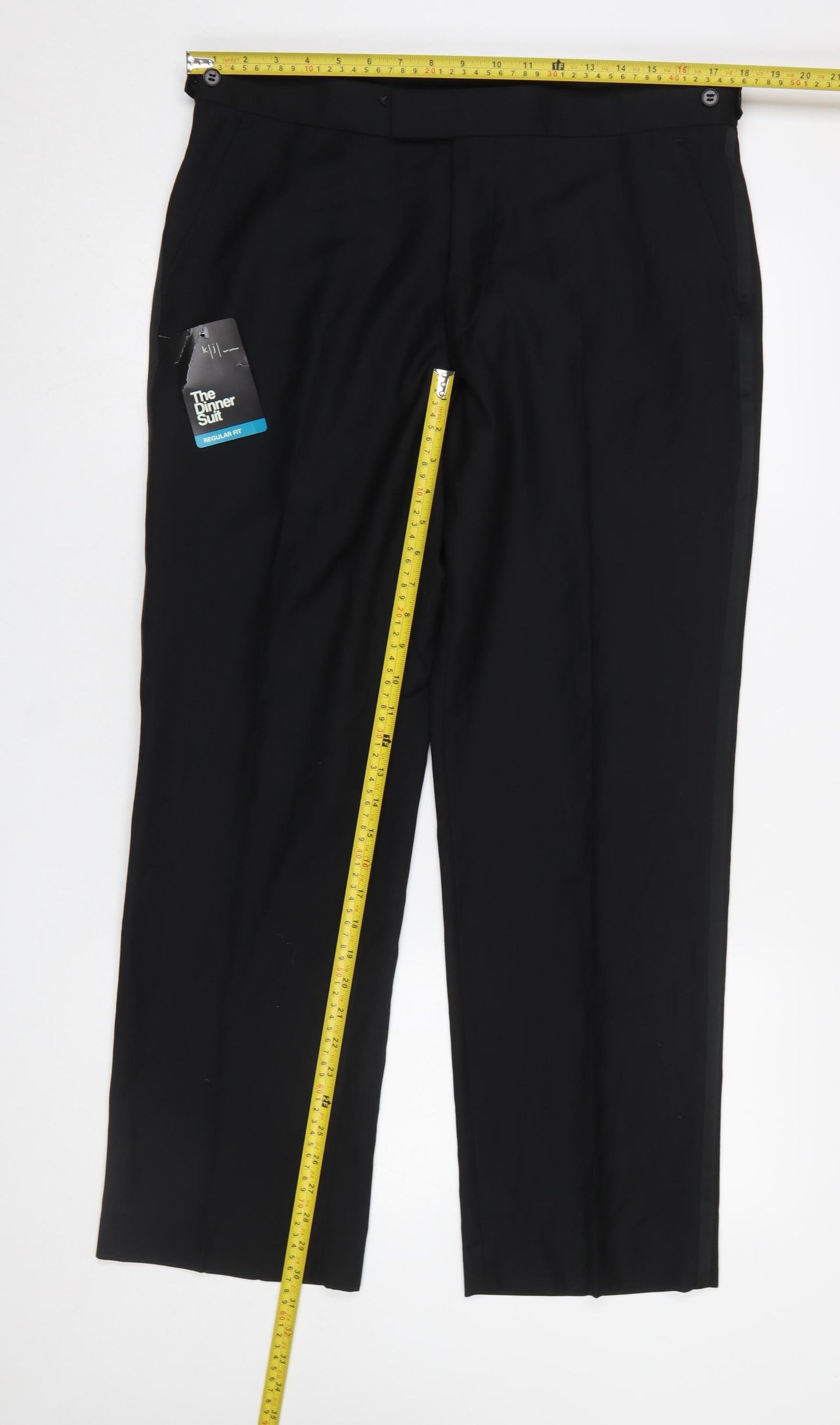 Karl Jackson Men's Black Regular Fit Formal Dress Trousers 36 Short