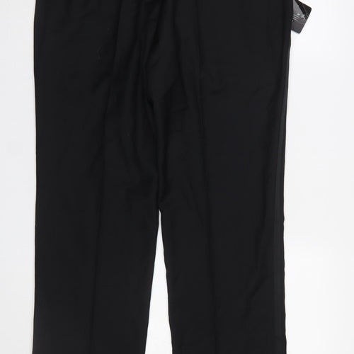 Karl Jackson Men's Black Regular Fit Formal Dress Trousers 36 Short