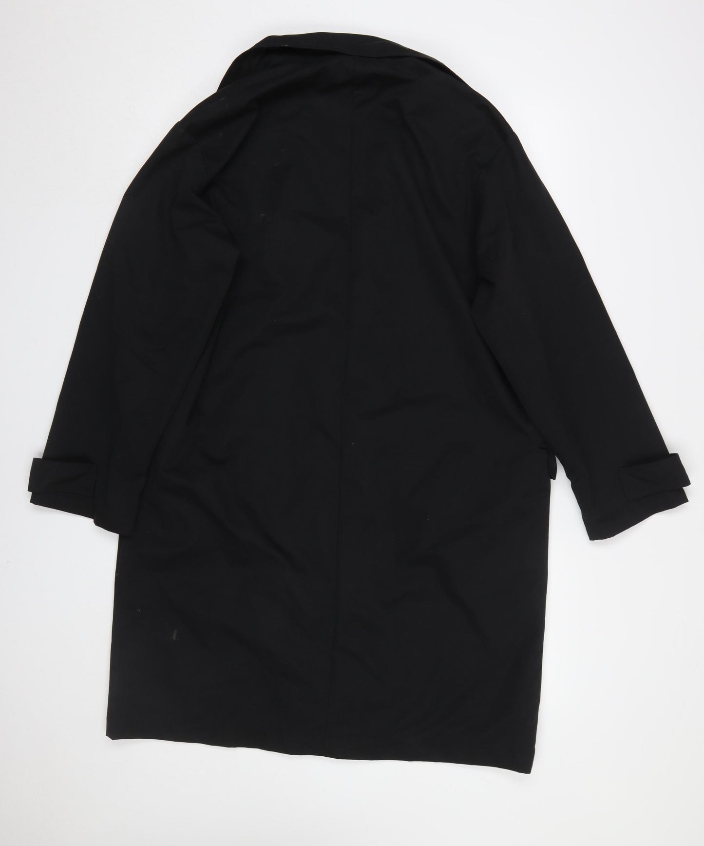 Zara Women Black Mid-Length Overcoat M Classic Buttoned Polyester
