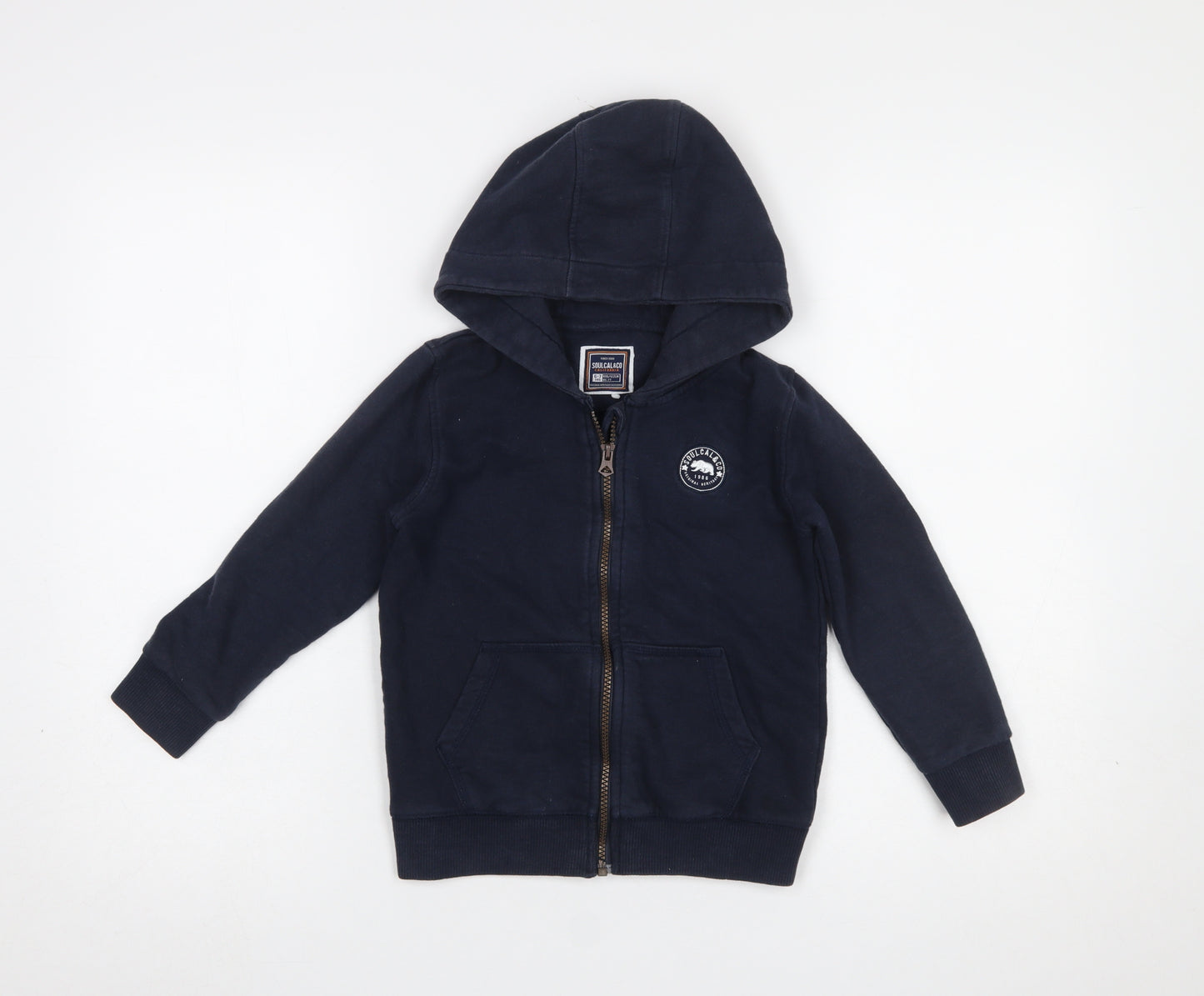 SoulCal & Co Boys Navy Full Zip Hoodie 6-7 Years Cotton Blend Casual