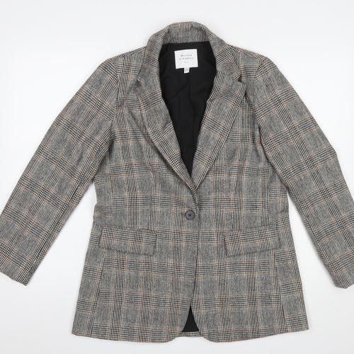 Maison d'Amélie Women's Grey Checked Wool Blend Single-Breasted Blazer XS