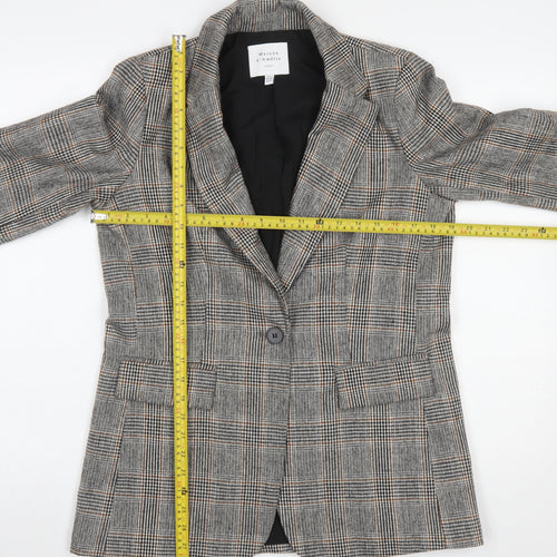 Maison d'Amélie Women's Grey Checked Wool Blend Single-Breasted Blazer XS