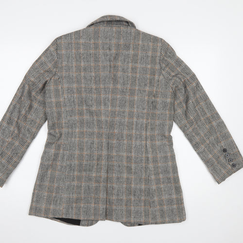 Maison d'Amélie Women's Grey Checked Wool Blend Single-Breasted Blazer XS