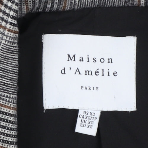 Maison d'Amélie Women's Grey Checked Wool Blend Single-Breasted Blazer XS