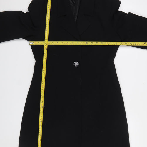 Inter Ilyas Paris Women's Black Wool Long Overcoat Size 14