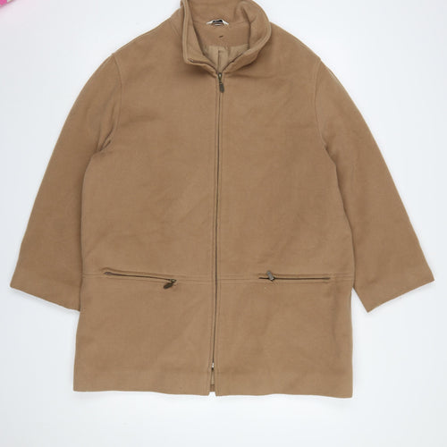 Klass Collection Women's Beige Fleece Mid-Length Zip Coat Size 16