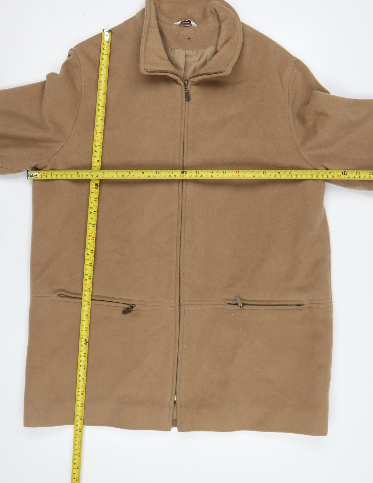 Klass Collection Women's Beige Fleece Mid-Length Zip Coat Size 16