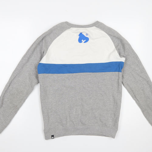Money Boys Grey Colourblock Logo Sweatshirt 14-15 Years Pullover Crew Neck