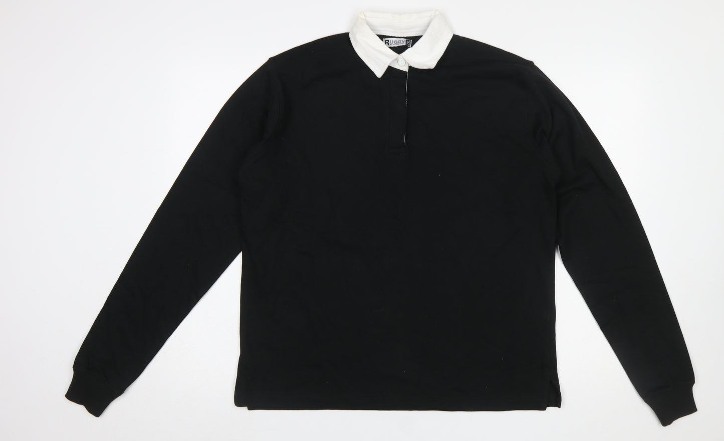 Rugby by Phase One Men's Black 2XL Long Sleeve Cotton Polo Shirt