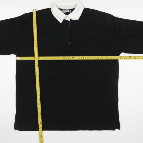 Rugby by Phase One Men's Black 2XL Long Sleeve Cotton Polo Shirt