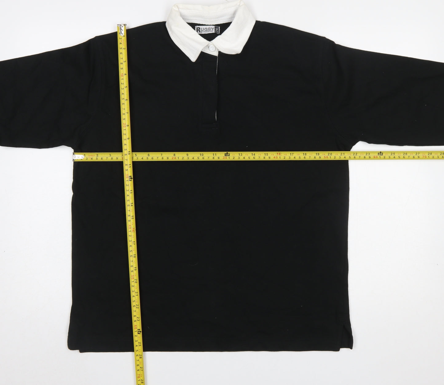 Rugby by Phase One Men's Black 2XL Long Sleeve Cotton Polo Shirt