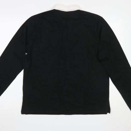 Rugby by Phase One Men's Black 2XL Long Sleeve Cotton Polo Shirt