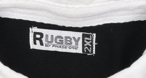 Rugby by Phase One Men's Black 2XL Long Sleeve Cotton Polo Shirt