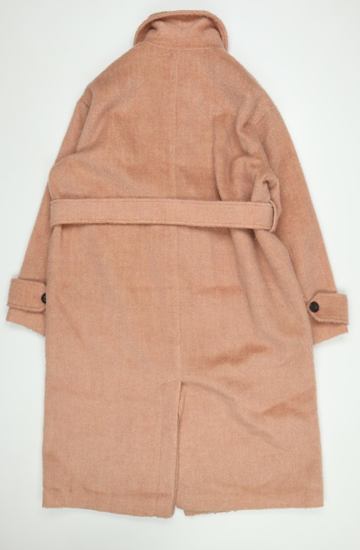 ASOS Women Pink Wool Blend Belted Long Overcoat Size 10
