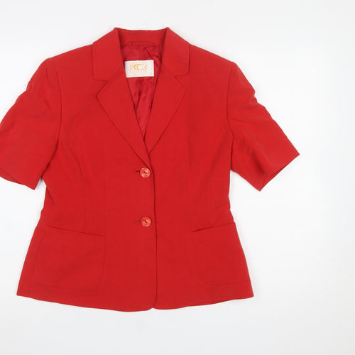 Country Casuals Red Petite Linen Blend Short Sleeve Suit Jacket Size 10