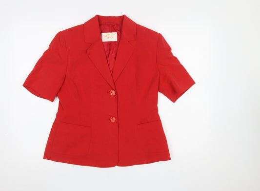 Country Casuals Red Petite Linen Blend Short Sleeve Suit Jacket Size 10