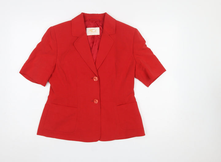 Country Casuals Red Petite Linen Blend Short Sleeve Suit Jacket Size 10
