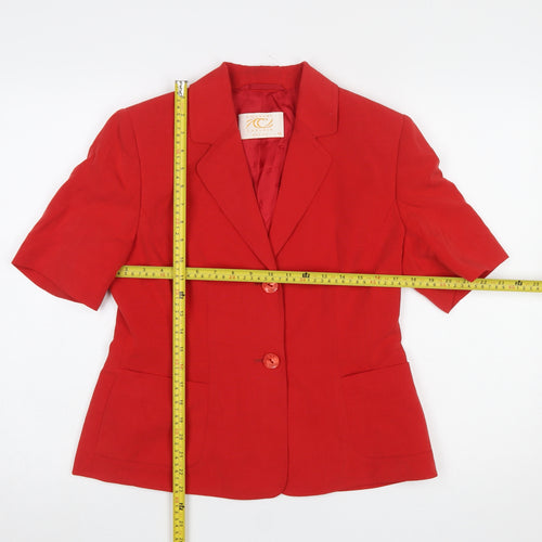 Country Casuals Red Petite Linen Blend Short Sleeve Suit Jacket Size 10