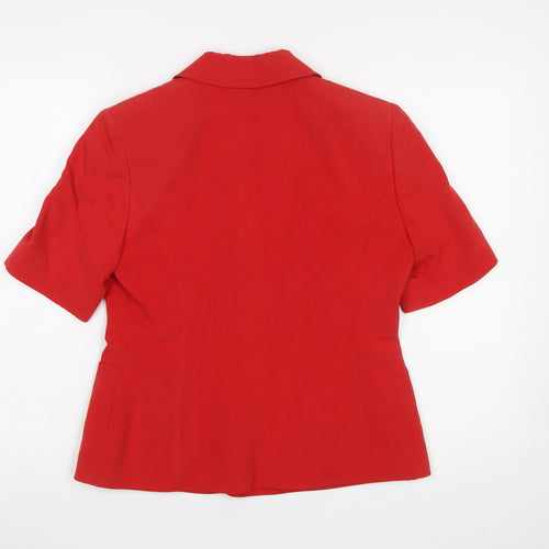 Country Casuals Red Petite Linen Blend Short Sleeve Suit Jacket Size 10