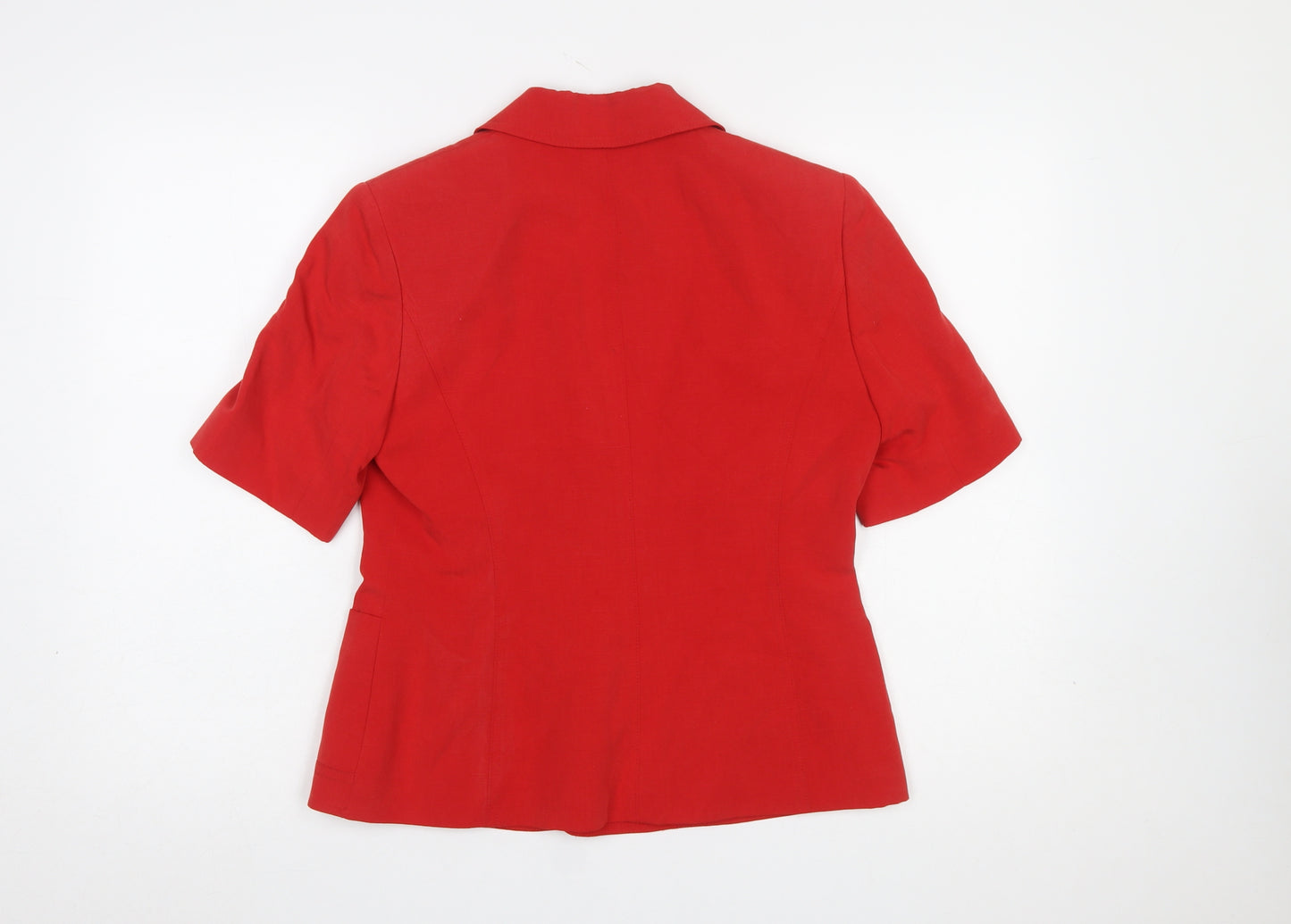 Country Casuals Red Petite Linen Blend Short Sleeve Suit Jacket Size 10