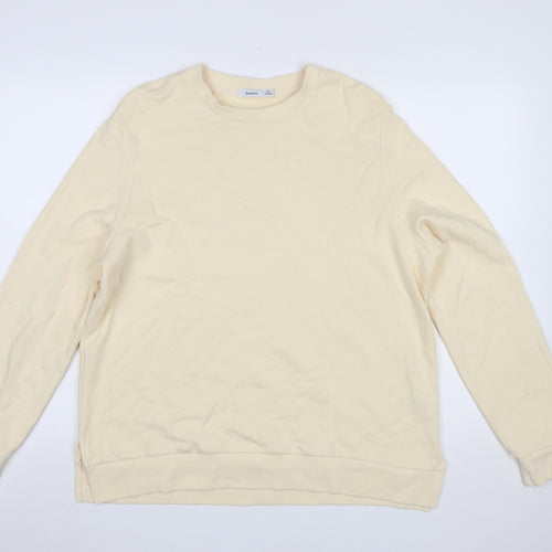 Bossini Women Beige Crew Neck Pullover Sweatshirt XL Cotton Casual