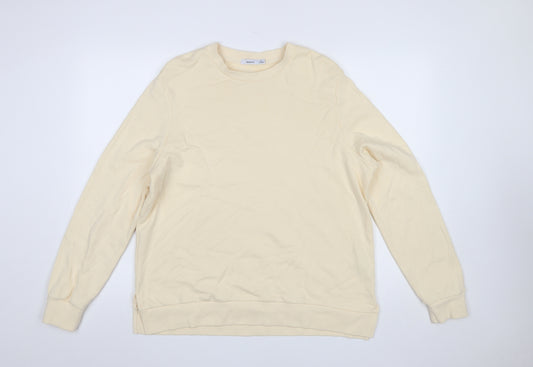 Bossini Women Beige Crew Neck Pullover Sweatshirt XL Cotton Casual