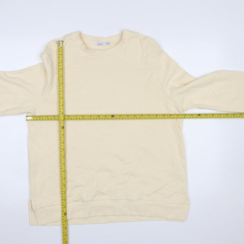 Bossini Women Beige Crew Neck Pullover Sweatshirt XL Cotton Casual