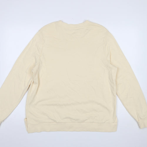 Bossini Women Beige Crew Neck Pullover Sweatshirt XL Cotton Casual