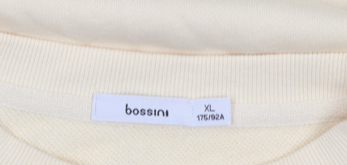 Bossini Women Beige Crew Neck Pullover Sweatshirt XL Cotton Casual